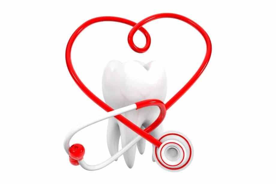 graphic of tooth with stethoscope in shape of heart over it